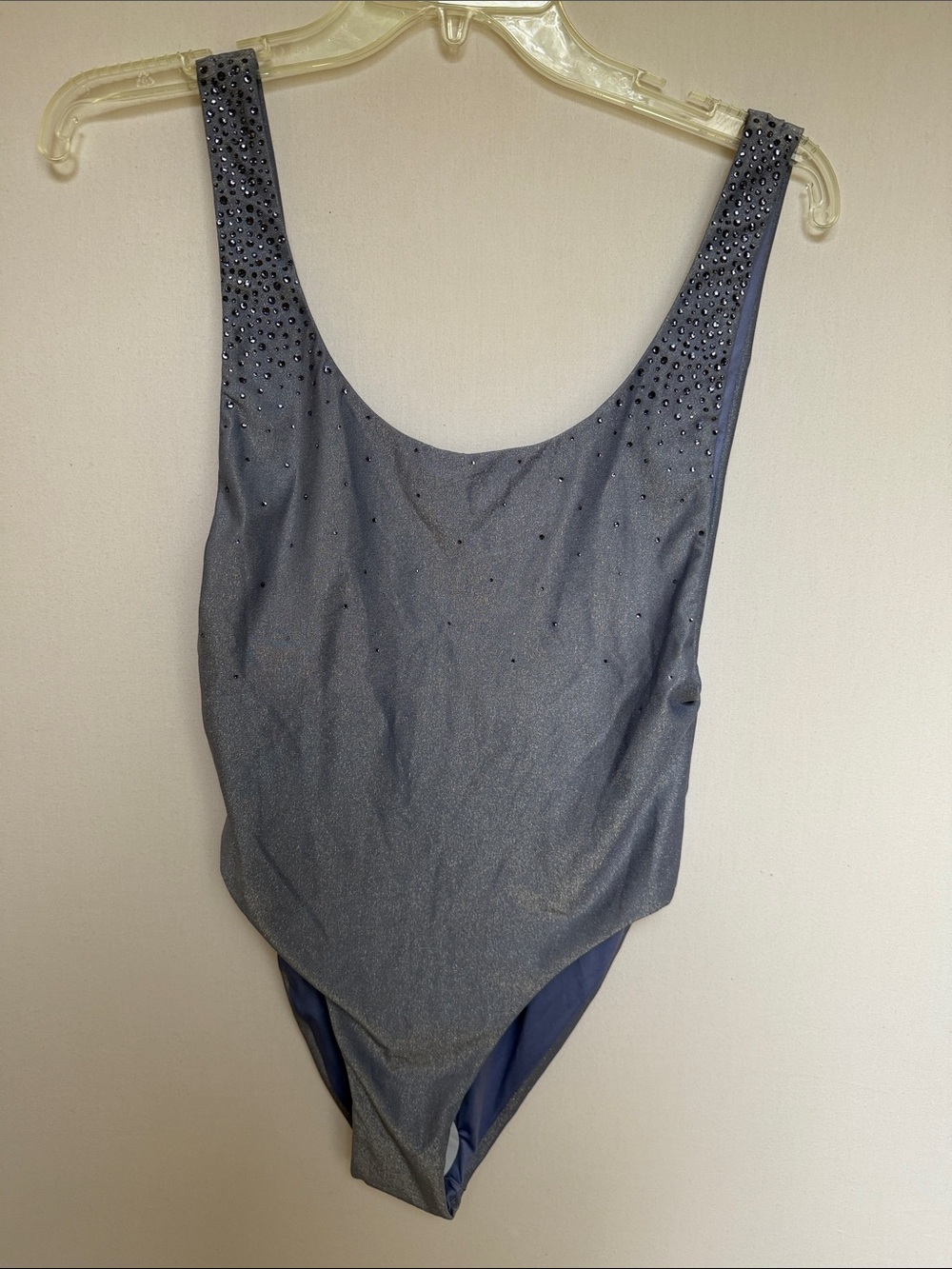 Agua Bendita Gunmetal One-Piece Swimsuit with Rhinestone Details